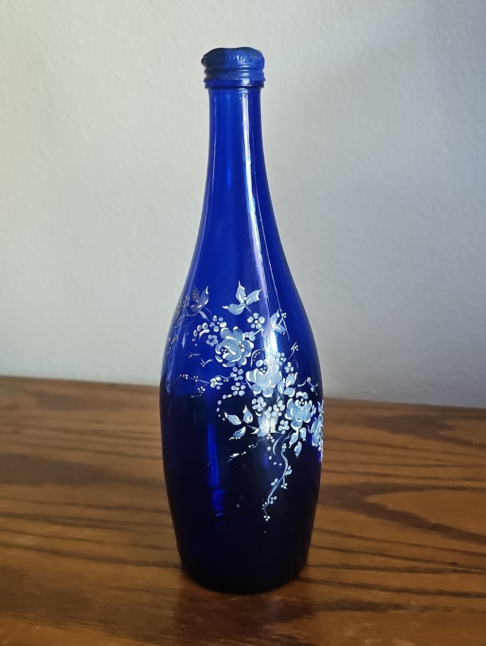 Tynant Cobalt Hand Painted Blue Decorative Glass Bottle Tote 4